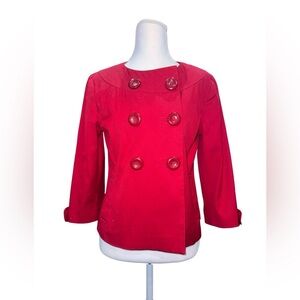 Banana Republic Red Cropped Jacket Small 3/4 Sleeve Double Button Mod Like New